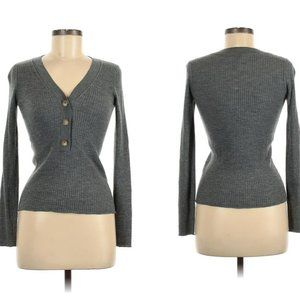 G. Goop brand 100% Merino Wool Lightweight Ribbed Gray Sweater